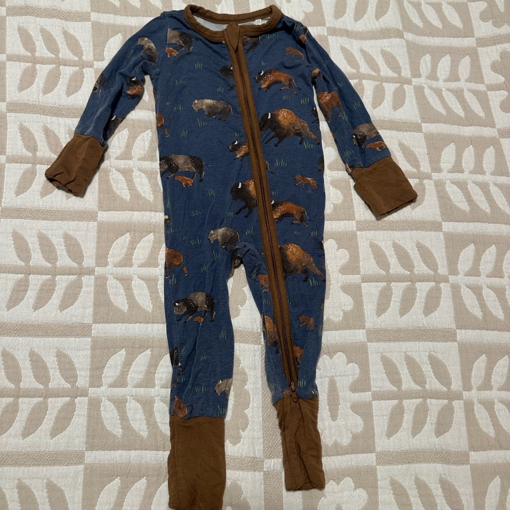 Angel Dear Bamboo Bison 0-3 mos convertible Pajamas